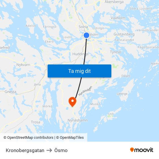 Kronobergsgatan to Ösmo map