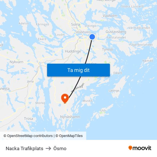 Nacka Trafikplats to Ösmo map