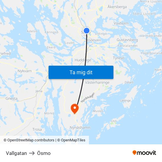 Vallgatan to Ösmo map