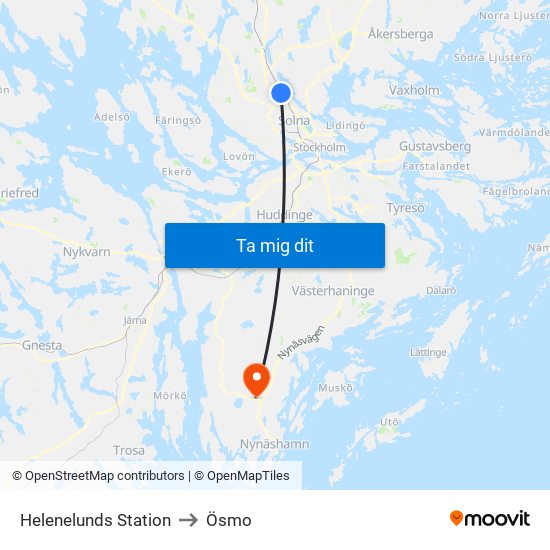 Helenelunds Station to Ösmo map