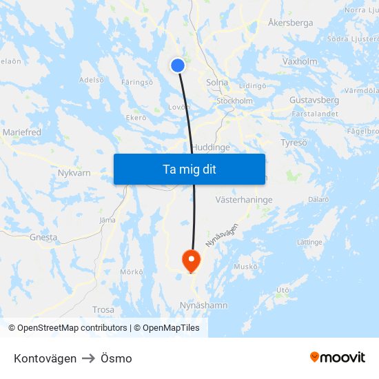 Kontovägen to Ösmo map