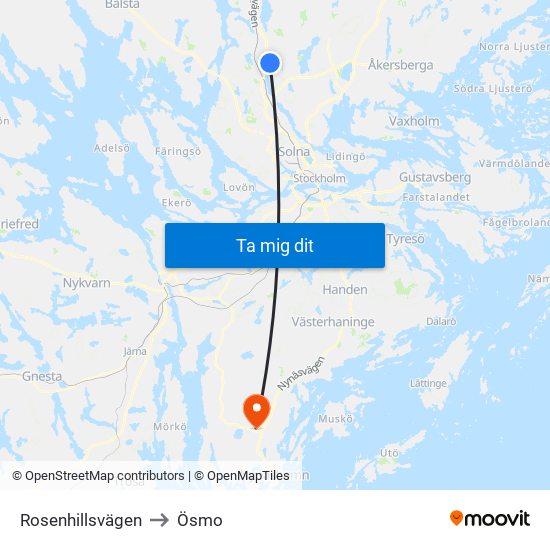 Rosenhillsvägen to Ösmo map