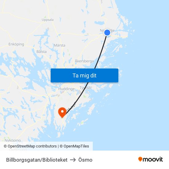 Billborgsgatan/Biblioteket to Ösmo map