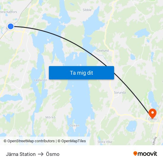 Järna Station to Ösmo map