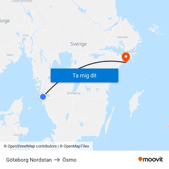 Göteborg Nordstan to Ösmo map