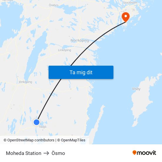 Moheda Station to Ösmo map