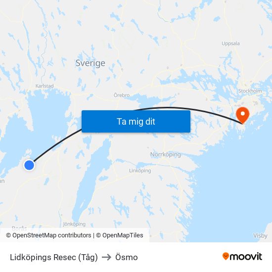 Lidköpings Resec (Tåg) to Ösmo map