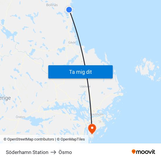 Söderhamn Station to Ösmo map