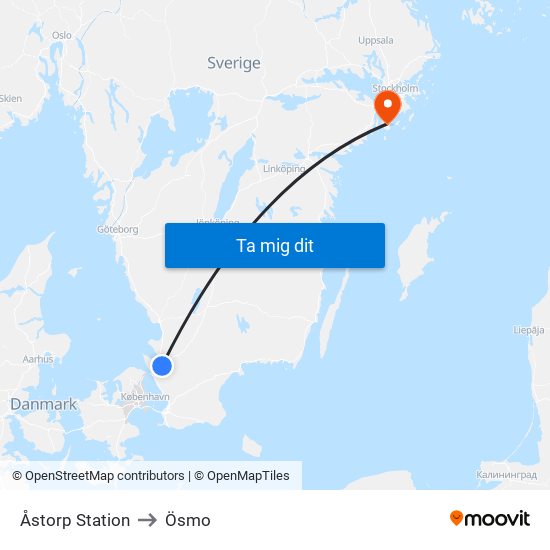 Åstorp Station to Ösmo map