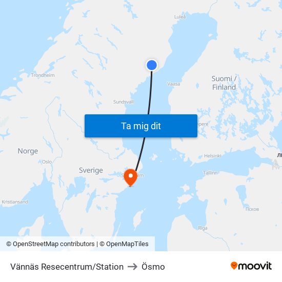 Vännäs Resecentrum/Station to Ösmo map