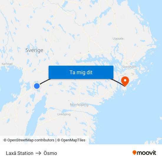 Laxå Station to Ösmo map