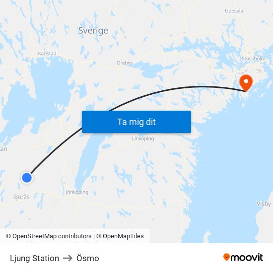 Ljung Station to Ösmo map