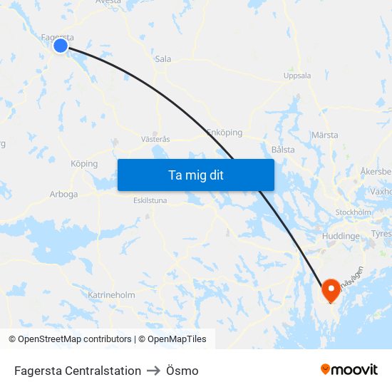 Fagersta Centralstation to Ösmo map