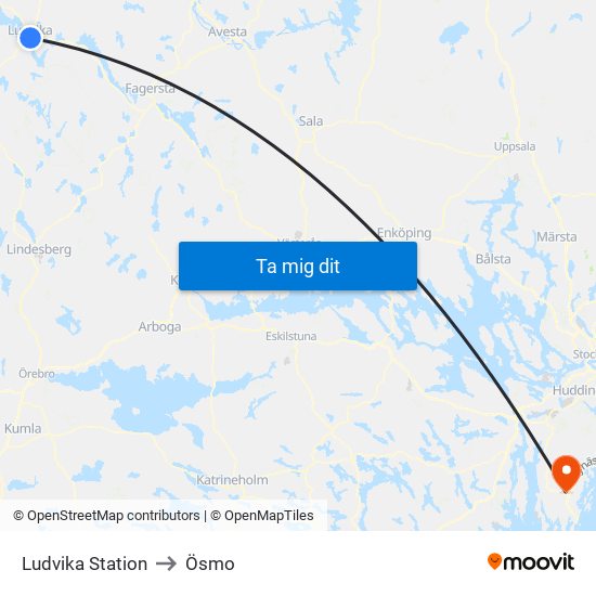 Ludvika Station to Ösmo map