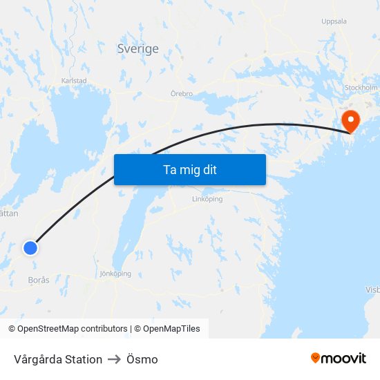 Vårgårda Station to Ösmo map