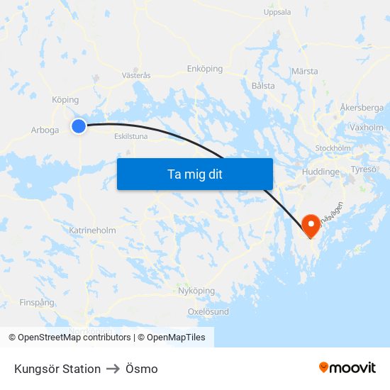 Kungsör Station to Ösmo map