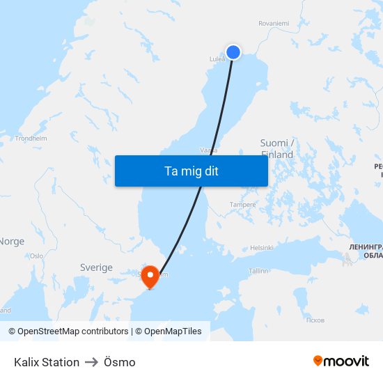 Kalix Station to Ösmo map