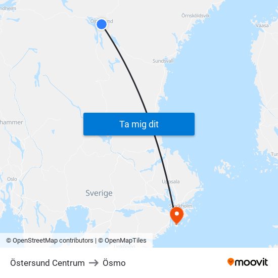 Östersund Centrum to Ösmo map