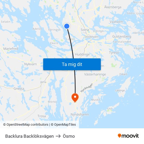 Backlura Backlöksvägen to Ösmo map