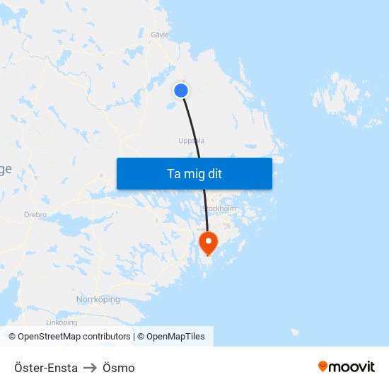 Öster-Ensta to Ösmo map