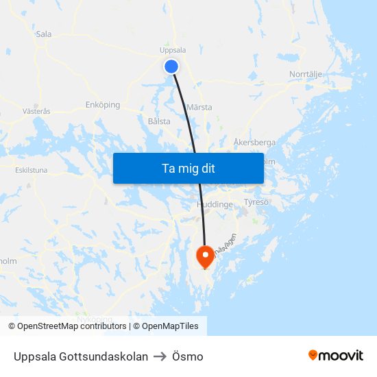 Uppsala Gottsundaskolan to Ösmo map