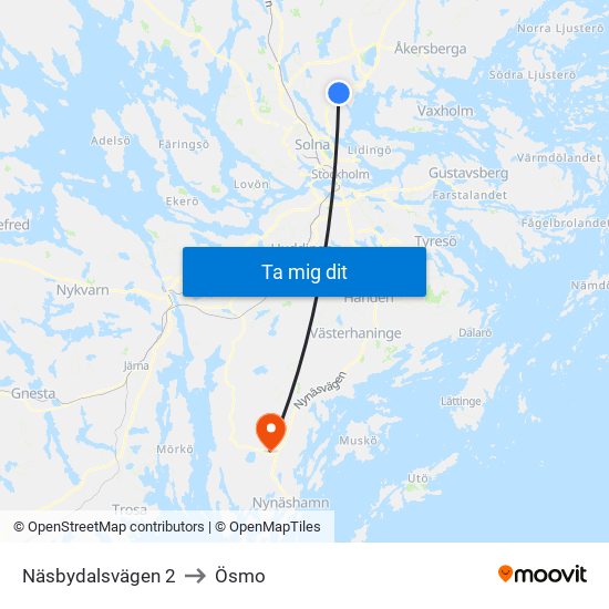 Näsbydalsvägen 2 to Ösmo map