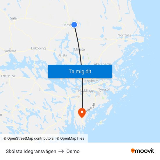 Skölsta Idegransvägen to Ösmo map