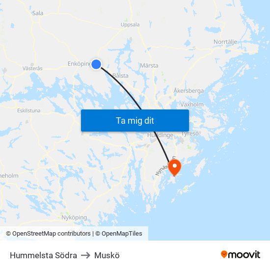 Hummelsta Södra to Muskö map