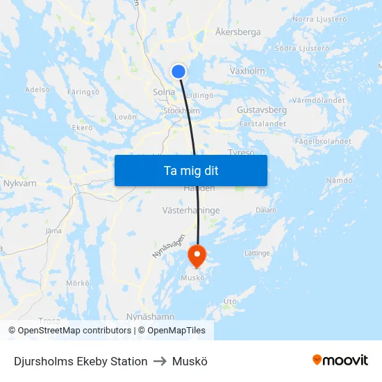 Djursholms Ekeby Station to Muskö map
