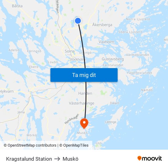 Kragstalund Station to Muskö map