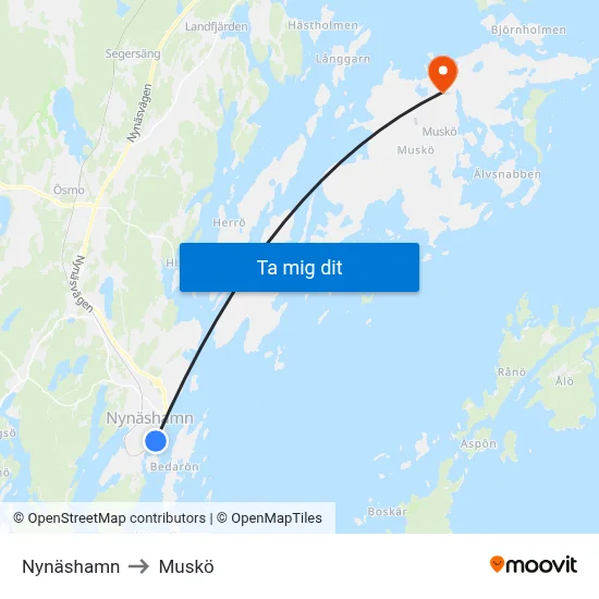 Nynäshamn to Muskö map
