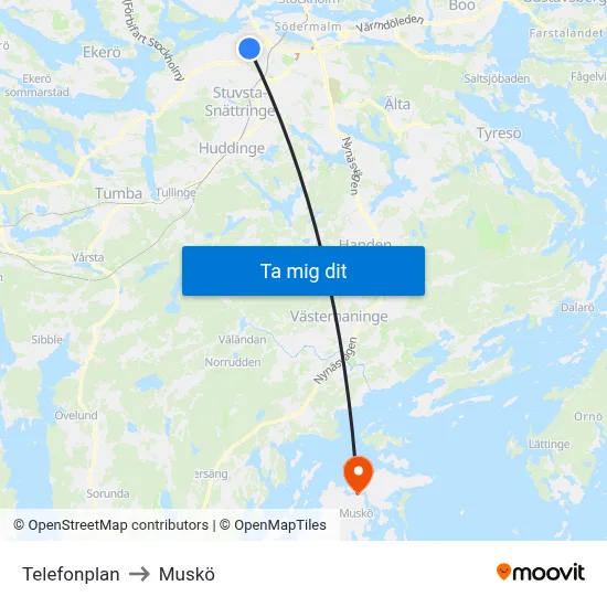 Telefonplan to Muskö map