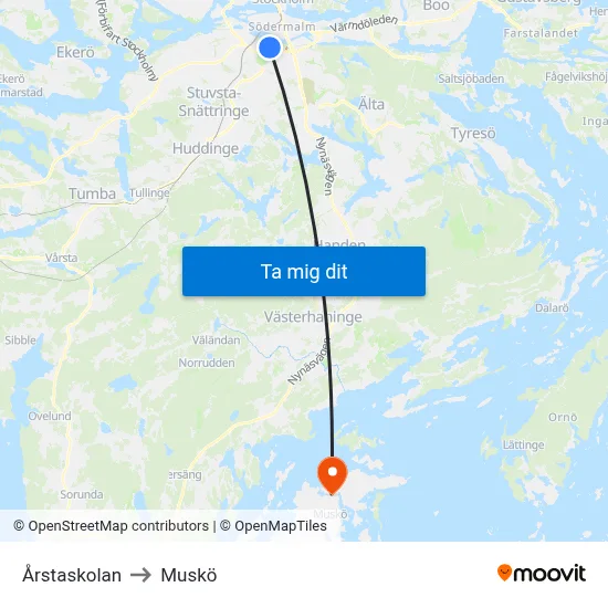 Årstaskolan to Muskö map
