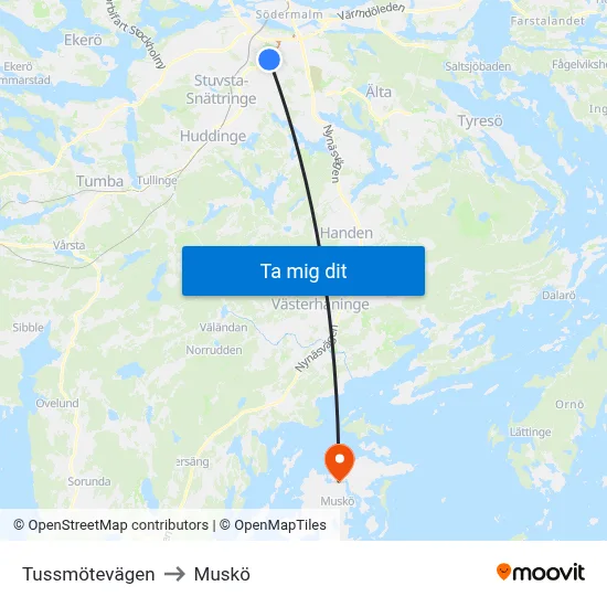 Tussmötevägen to Muskö map