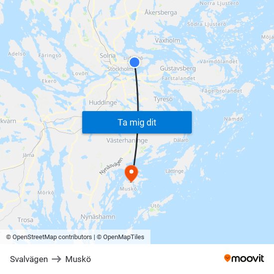 Svalvägen to Muskö map