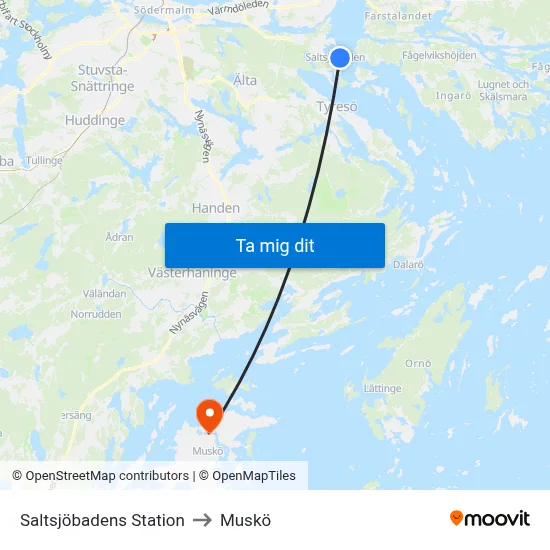 Saltsjöbadens Station to Muskö map
