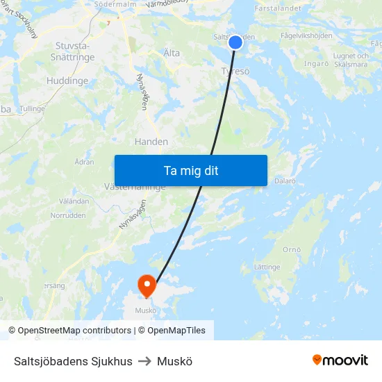 Saltsjöbadens Sjukhus to Muskö map