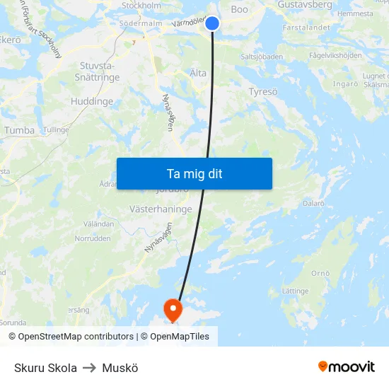 Skuru Skola to Muskö map