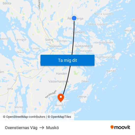 Oxenstiernas Väg to Muskö map