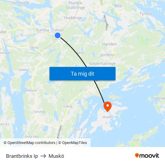 Brantbrinks Ip to Muskö map