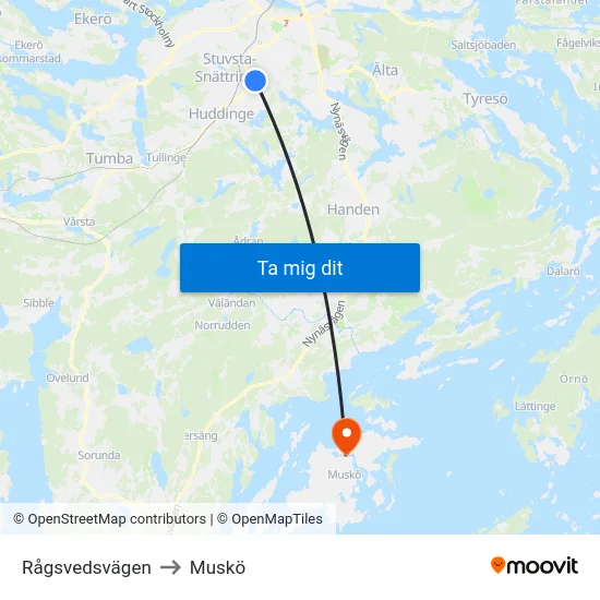 Rågsvedsvägen to Muskö map