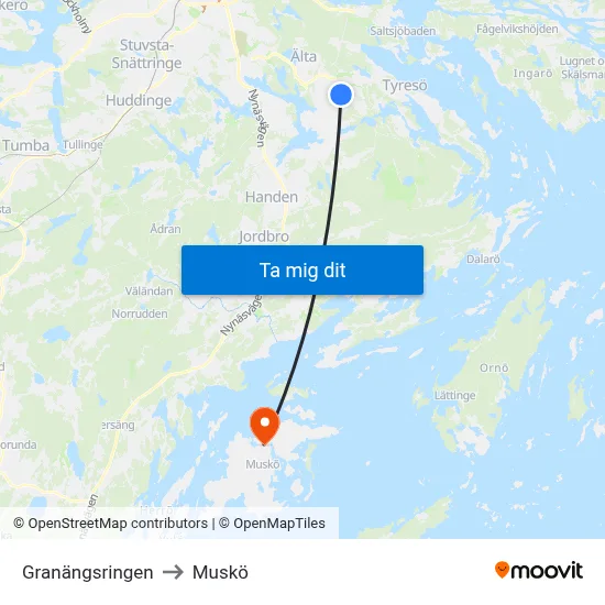 Granängsringen to Muskö map