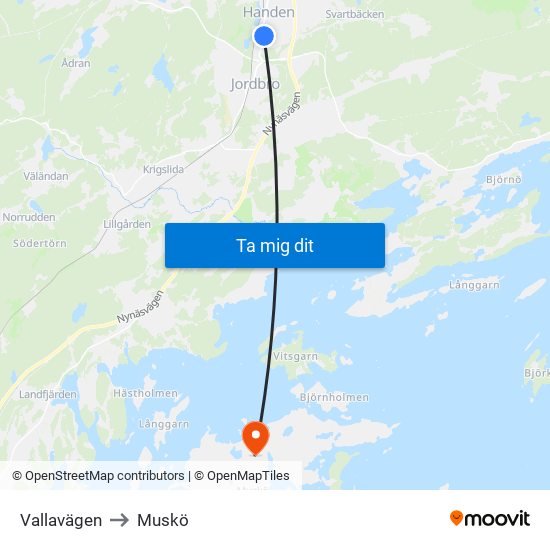 Vallavägen to Muskö map