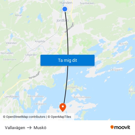 Vallavägen to Muskö map