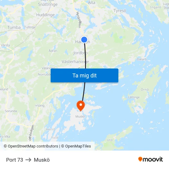 Port 73 to Muskö map