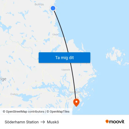 Söderhamn Station to Muskö map