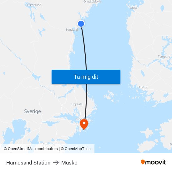 Härnösand Station to Muskö map