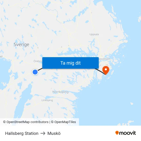 Hallsberg Station to Muskö map