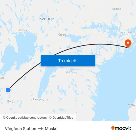 Vårgårda Station to Muskö map