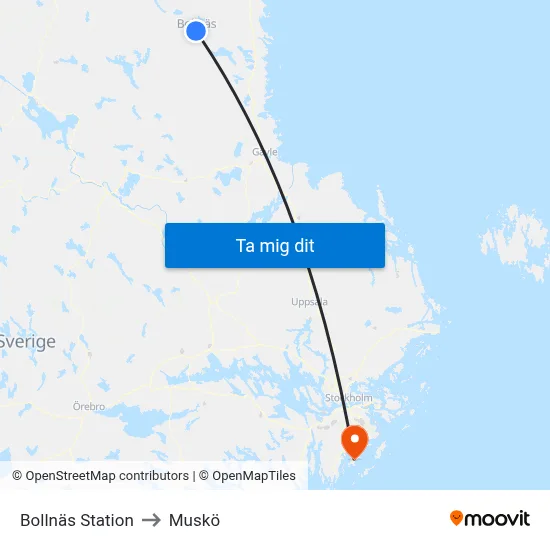 Bollnäs Station to Muskö map
